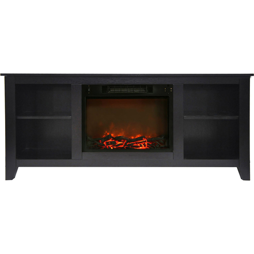 Cambridge 62.8 x15.2 x26.5  Santa Monica Fireplace Mantel with Logs Insert Black Coffee