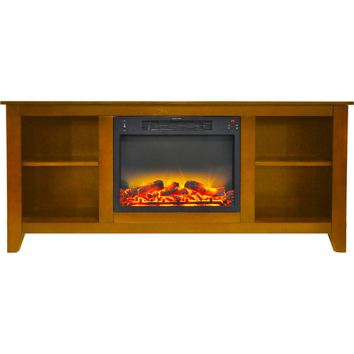 Cambridge 62.8 x15.2 x26.5  Santa Monica Fireplace Mantel with Logs and Grate Insert