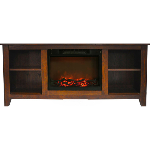 Cambridge 62.8 x15.2 x26.5  Santa Monica Fireplace Mantel with Logs Insert Walnut