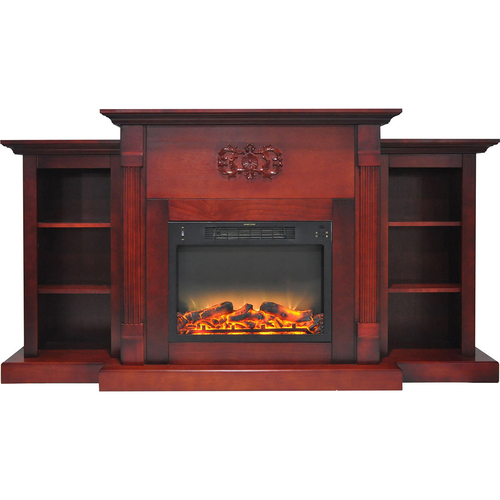 Cambridge 72.3 x15 x33.7  Sanoma Fireplace Mantel with Logs and Grate Insert Cherry