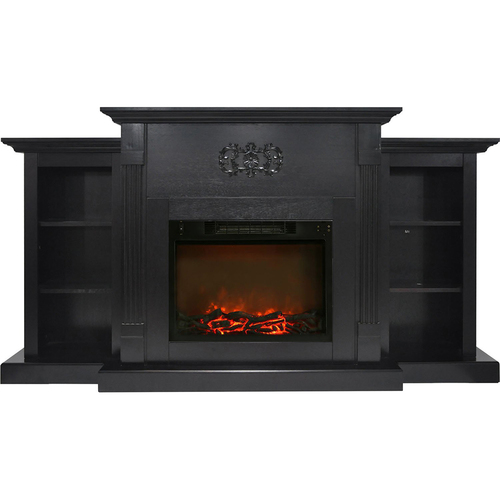 Cambridge 72.3 x15 x33.7  Sanoma Fireplace Mantel with Logs Insert Black Coffee