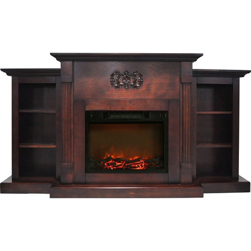 Cambridge Sanoma 72` Electric Mahogany Fireplace w Log Insert CAM7233-1MAH