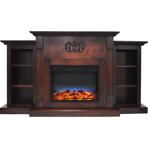 Cambridge 72.3 x15 x33.7  Sanoma Fireplace Mantel with LED Insert Mahogany