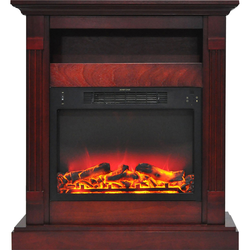Cambridge 33.9 x10.4 x37  Sienna Fireplace Mantel with Logs and Grate Insert Cherry
