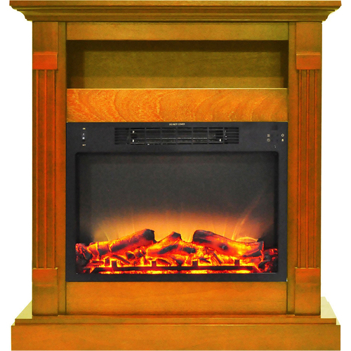 Cambridge 33.9 x10.4 x37  Sienna Fireplace Mantel with Logs and Grate Insert