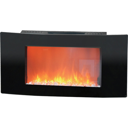 Cambridge 35  Callisto Curved Wall Mount Electronic Fireplace with Crystal Rocks