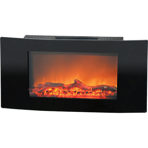 Cambridge 35  Callisto Curved Wall Mount Electronic Fireplace with Logs