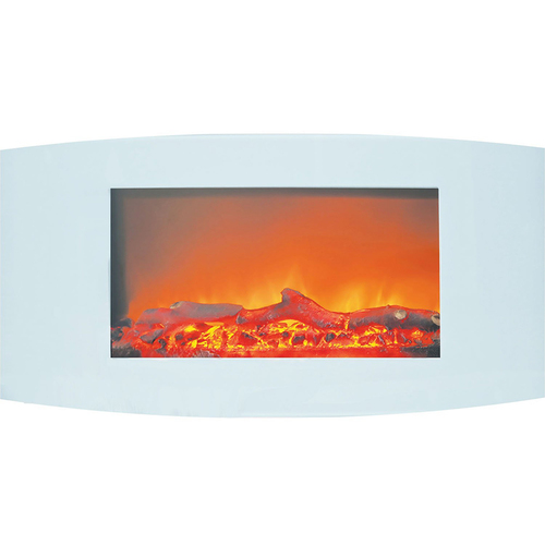 Cambridge 35  Curved Wall Mount Electric Fireplace with Logs