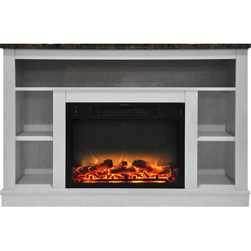 Cambridge 47.2 x15.7 x32.5  Seville Fireplace Mantel with Logs and Grate Insert White