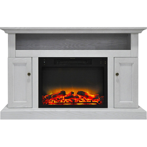 Cambridge 47.2 x15.7 x30.7  Sorrento Fireplace Mantel with Logs and Grate Insert White