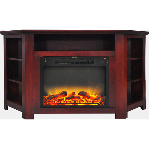 Cambridge 56 x15.4 x30.4  Stratford Fireplace Mantel with Logs and Grate Insert Cherry