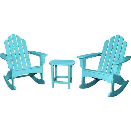 Hanover Hanover All-Weather 3pc Ad. Rocking Chair Set: 2 Ad.Chairs 18  Side Tbl