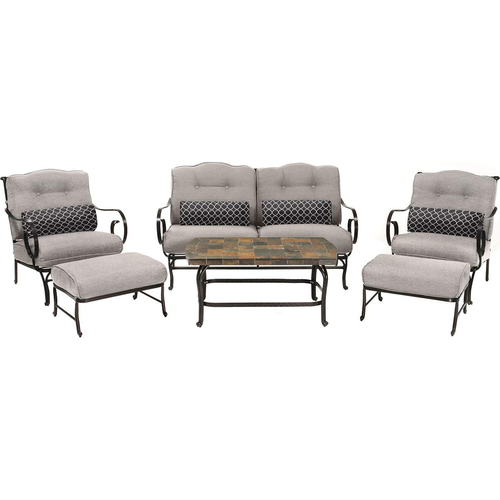 Hanover Oceana 6pc Seating Set: sofa 2 side chairs coffee table 2 ottomoans