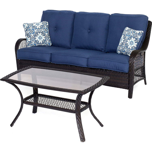 Hanover Orleans2pc Seating Set: Sofa and Coffee Table Navy Blue