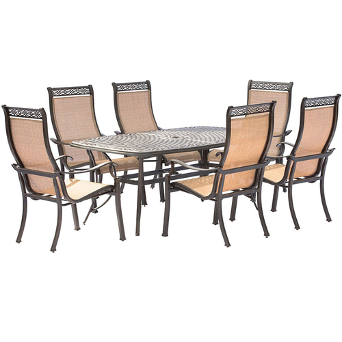 Hanover Manor 7PC Dining Set: 6 Sling Chairs and 38 X72  Cast Table