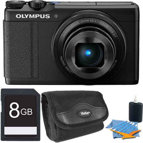 Olympus XZ-10 12MP Digital Camera f1.8 Lens 3` Touch LCD 1080p Video - Black 8 GB Kit