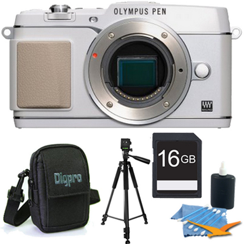 Olympus PEN E-P5 16MP Compact System Camera (White)(Body Only) 16GB Memory Kit