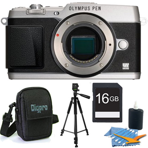 Olympus PEN E-P5 16MP Compact System Camera (Silver)(Body Only) 16 GB Memory Kit