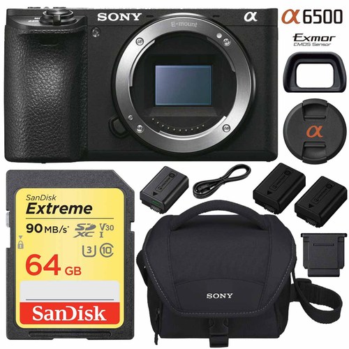 Sony ILCE-6500 a6500 4K Mirrorless Camera Body + 64GB Memory + Case