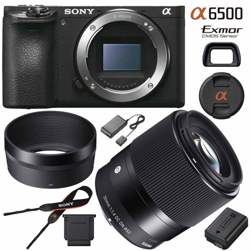 Sony ILCE-6500 a6500 4K Mirrorless Camera w Sigma 30mm F1.4 DC DN Lens