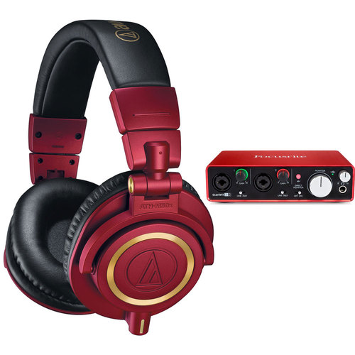 Audio-Technica ATH-M50xRD Pro Studio Monitor Headphones (Red Limited Edition) Audio Bundle