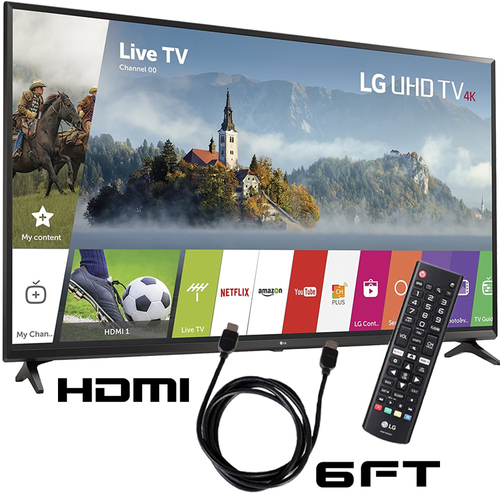 LG 43UJ6300 - 43-inch UHD 4K HDR Smart LED TV (2017 Model) with 6ft HDMI Cable