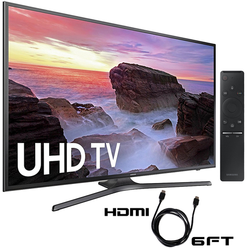 Samsung UN55MU6300 55` 4K Ultra HD Smart LED TV (2017 Model) with 6ft HDMI Cable