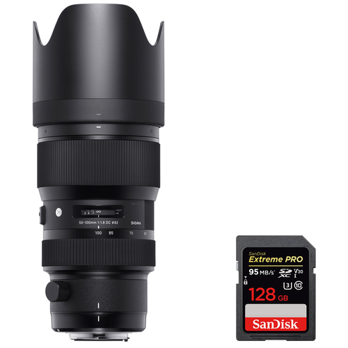 Sigma 50-100mm F1.8 DC HSM ART Lens for Sigma SA SLR Mount + 128GB Memory Card