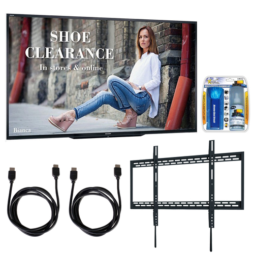 Sharp 90`-Class 1920X1080 Commercial LCD HDTV Display w/ Wall Mount Bundle