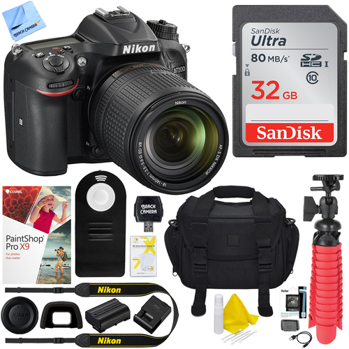 Nikon D7200 DX-format Black DSLR Camera Kit w18-140mm VR Lens + 32GB Kit