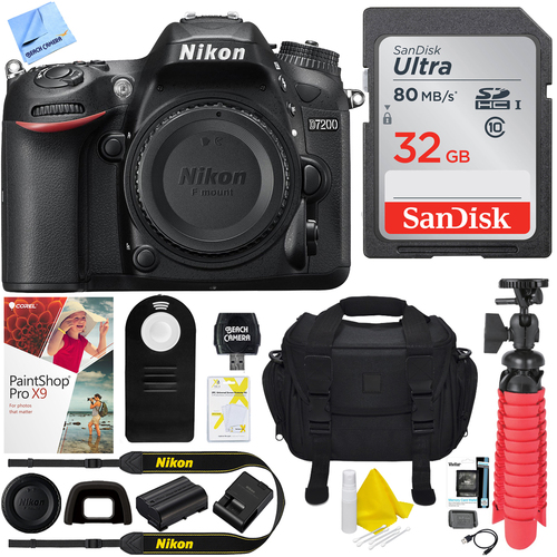Nikon D7200 DX-Format 24.2MP Digital HD-SLR Body with 32GB Kit
