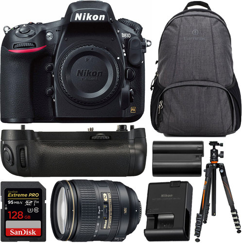 Nikon D810 Digital SLR Camera with 24-120mm ED VR Lens + MB-D12 Battery Grip Bundle