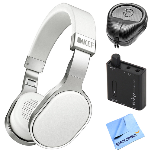 KEF M-Series M500 Hi-Fi Headphones (White) w/ Slappa Case + Amplifier + Cloth Bundle