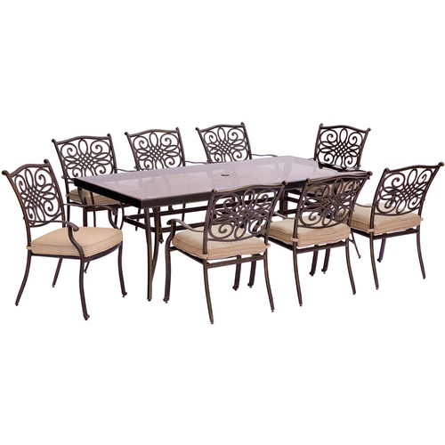 Hanover Traditions 9PC Dining Set:8 Chairs and 42 x84  Glass Table