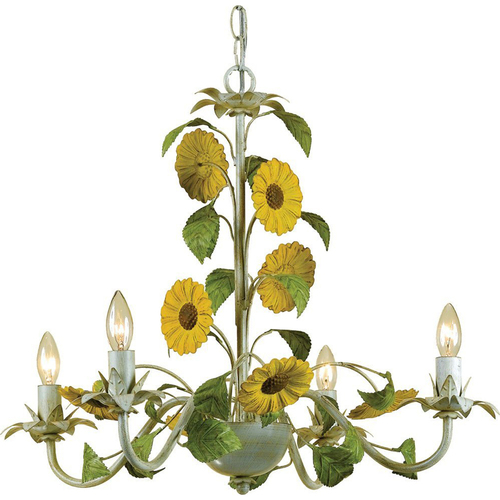 AF Lighting  Elements Kansas Sunflowers Mini Chandelier4-60W Cndl Bulbs 18.5 HX22 WHardwire