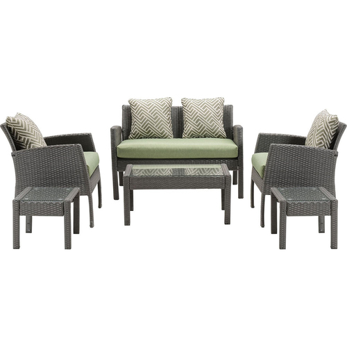 Hanover Chelsea 6pc Seating Set: Loveseat 2 Side Chairs 2 Side Tbl Coffee Table