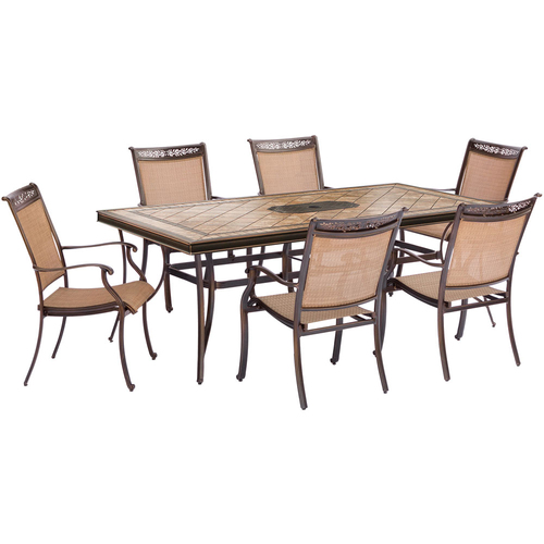 Hanover 7pc Dining Set: 6 Sling Dining Chairs 40x68  Tile Top Dining Table