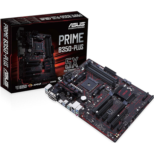 Asus AMD AM4 ATX Motherboard with LED Lighting- PRIME B350-PLUS