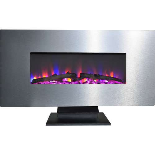 Cambridge 42  Wall Mount and Free Standing Electric Fireplace  w/ crystals, Steel