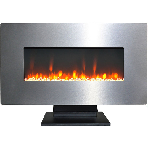 Cambridge 36  Wall Mount and Free Standing Electric Fireplace  w/ logs Stainless Steel
