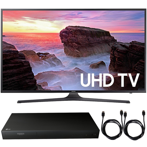 Samsung UN65MU6300FXZA 65` 4K HDR UHD Smart LED TV 2017 + Blu-Ray Player Bundle