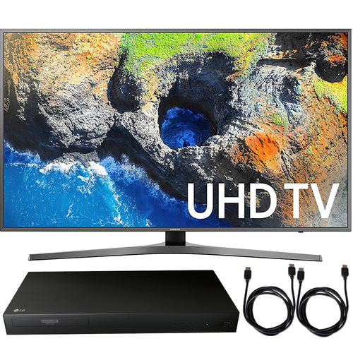 Samsung UN55MU7000FXZA 54.6` 4K UHD Smart LED TV 2017 + Blu-Ray Player Bundle