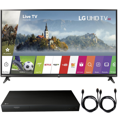LG 49UJ6300 49` UHD 4K HDR Smart LED TV (2017 Model) + Blu-Ray Player Bundle
