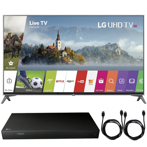 LG 55UJ7700 - 55-inch UHD 4K HDR Smart LED TV (2017) + Blu-Ray Player Bundle