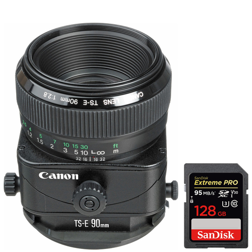Canon TS-E 90mm f/2.8 Tilt-Shift+ Sandisk Extreme PRO SDXC 128GB Memory Card