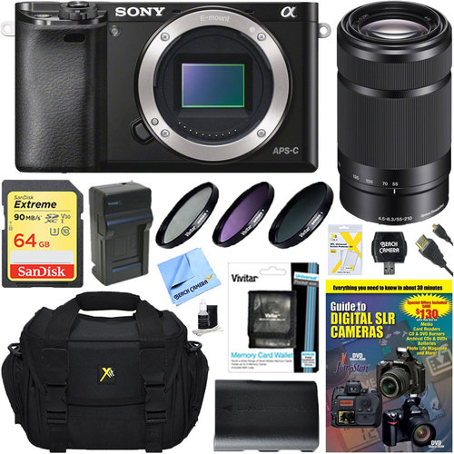 Sony Alpha a6000 24.3MP Mirrorless Digital Camera with 55-210mm Zoom Lens Bundle