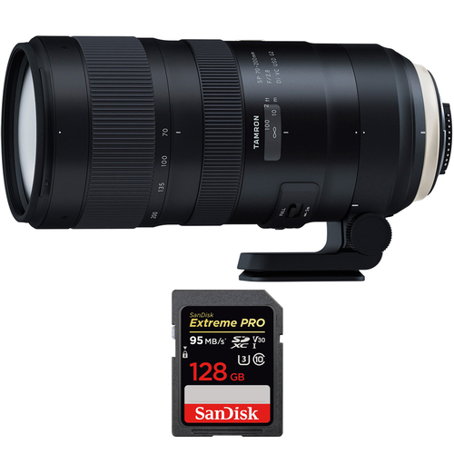Tamron SP 70-200mm F/2.8 Di VC USD G2 Lens (A025) for Canon + 128GB Memory Card