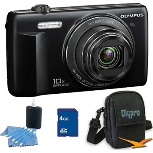 Olympus 4 GB Kit VR-340 16MP 10x Opt Zoom 3-inch LCD Digital Camera - Black