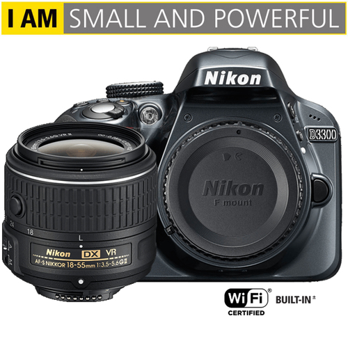 Nikon D3300 24.2MP 1080p DSLR Camera +18-55mm VR II Lens Grey - Certified Refurbished