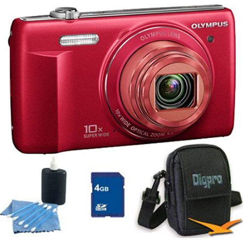 Olympus 4 GB Kit VR-340 16MP 10x Opt Zoom 3-inch LCD Digital Camera - Red
